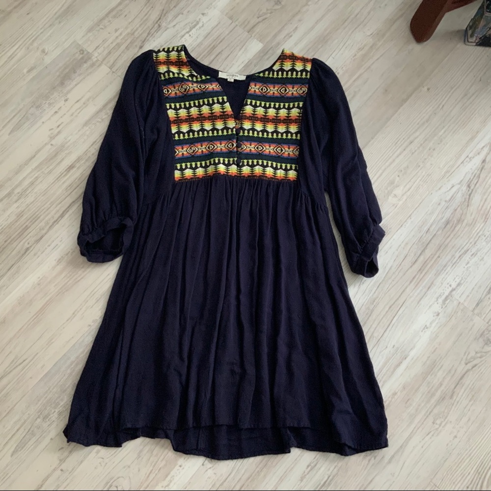 Umgee Dress Navy w/ Embroidered Bodice Sm